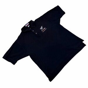 wwf attitude logo embroidered black polo shirt
